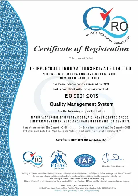 ISO 9001:2015 certificate — GPSBULL quality management system